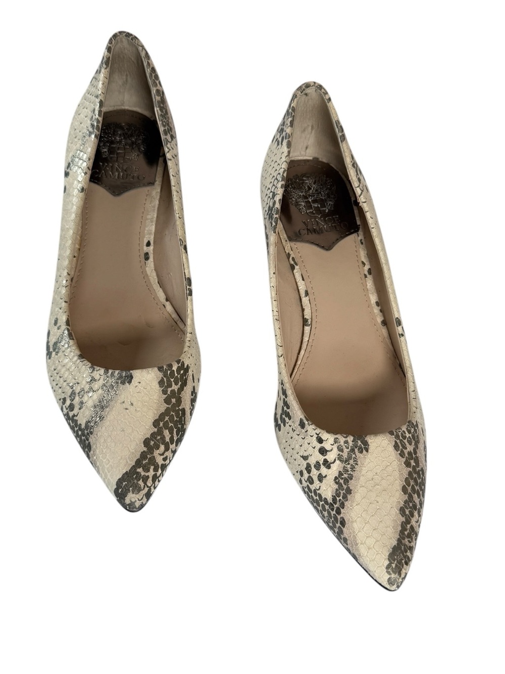 Vince Camuto Naureen Snakeskin Pointed Toe Kitten Heel Pumps 9.5